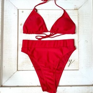 Shein Red Triangle Bikini Set